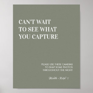 Modern Sage Grönt Bröllop - engångsskylt för kamer Poster