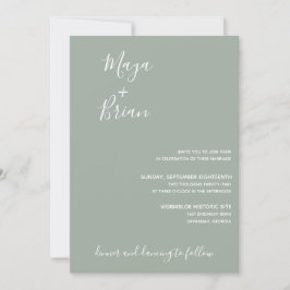 Modern Sage Grönt bröllopsinbjudan Inbjudningar