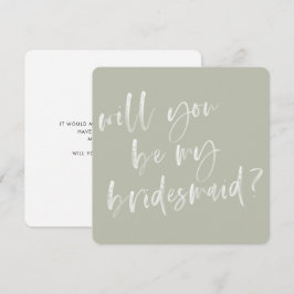 Modern Sage Grönt Calligraphy Bridesmaid Frieri Inbjudningar