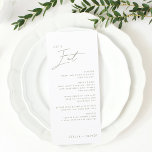 Modern Sage Grönt Calligraphy Bröllop Meny<br><div class="desc">Modern meny och elegant har den rotiska teracotta-kalligrafiskriptet "ät" modern typografi.</div>