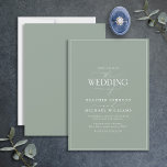 Modern Sage Grönt Calligraphy Wedding bjudande Inbjudningar<br><div class="desc">Trendig, elegant och modern, denna enkla, minimalistiska grönt och den vita typografin bröllop har "Bröllop i" i modern kalligrafi och Serif-text som det viktigaste designdraget och bygger på vår bästa möhippa inbjudan. Kortets baksida har en grönt struktur. Kontaktdesigner för matchande produkter. Tack så mycket för att ni stöder vårt småföretag....</div>