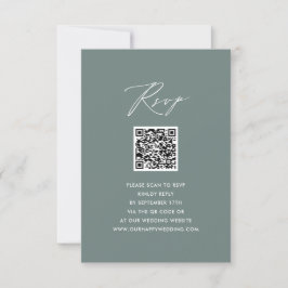 Modern Sage Grönt Elegant Script QR Bröllop OSA Kort