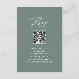 Modern Sage Grönt Elegant Script QR Bröllop OSA Tilläggskort