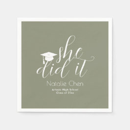 Modern Sage Grönt Elegant Typsnitt Studenten Pappersservett