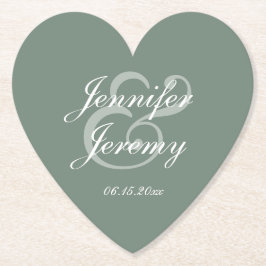 Modern Sage Grönt Elegant Vitskript Bröllop Underlägg Papper