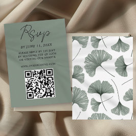 Modern Sage Grönt Ginkgo Löv Bröllop OSA Card Kort