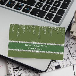 Modern Sage Grönt Glitter Visitkort