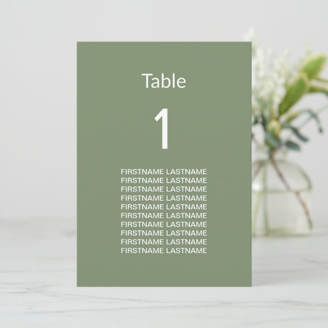Modern Sage Grönt Guest Namn Bord Card (Stående Fram)