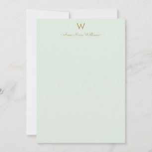 Modern Sage Grönt Guld-skript Monogram Anteckningskort