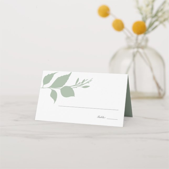 Modern Sage Grönt Löv Bröllop Place Card Placeringskort (Framsida)