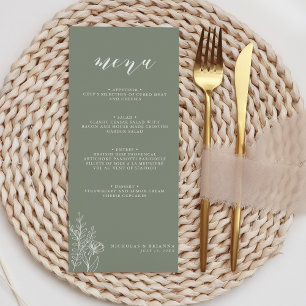 Modern Sage Grönt Minimalist Boho Bröllop Monogram Meny