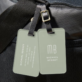 Modern Sage Grönt Monogram Bagagebricka