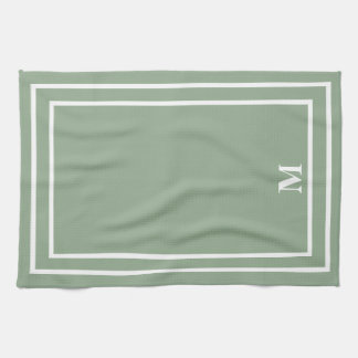 Modern Sage Grönt Monogram Kökshandduk