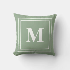 Modern Sage Grönt Monogram Kudde