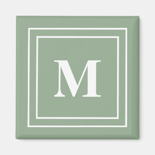 Modern Sage Grönt Monogram Magnet