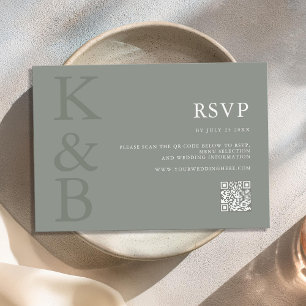 Modern Sage Grönt Monogram Minimalist Bröllop OSA Kort