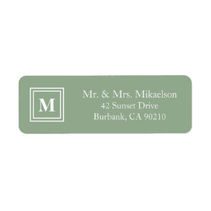 Modern Sage Grönt Monogram Returadress Etikett