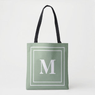 Modern Sage Grönt Monogram Tygkasse