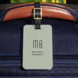 Modern Sage Grönt Monogrammed Bagagebricka