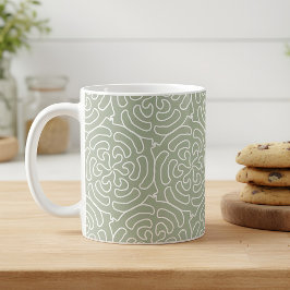 Modern sage grönt mönster kaffemugg