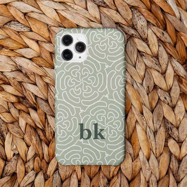Modern sage grönt mönster monogrammad (Skapare uppladdad)