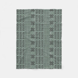 Modern Sage Grönt Mudcloth African Mönster Fleecefilt
