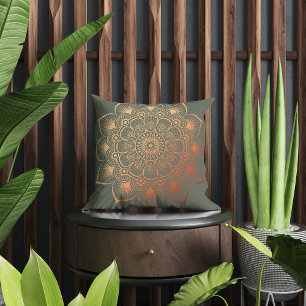 Modern Sage Grönt Peach Mandala Kudde