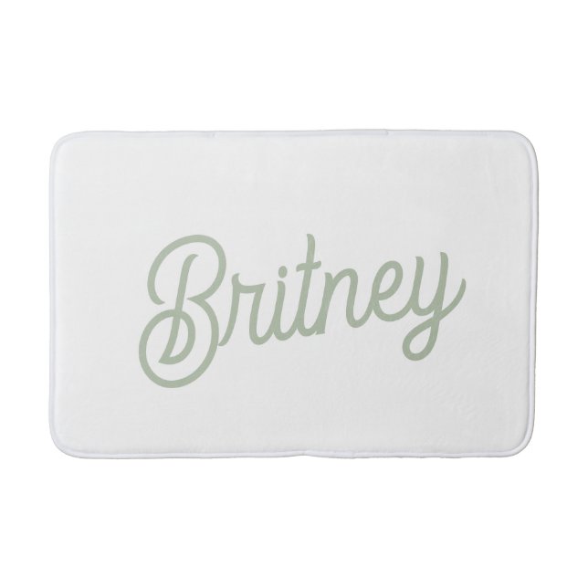 Modern Sage Grönt Personlig Monogram och Namn Badrumsmatta (Framsidan)