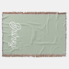 Modern Sage Grönt Personlig Monogram och Namn Filt