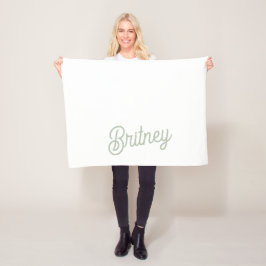 Modern Sage Grönt Personlig Monogram och Namn Fleecefilt