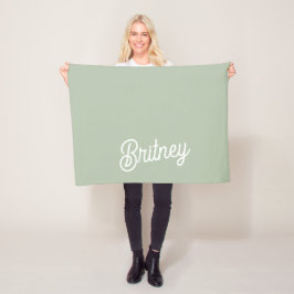 Modern Sage Grönt Personlig Monogram och Namn Fleecefilt