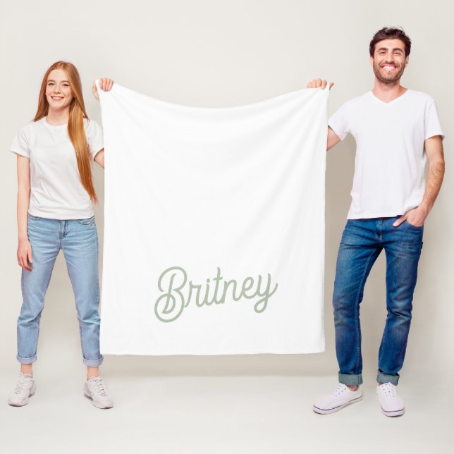 Modern Sage Grönt Personlig Monogram och Namn Fleecefilt (På plats)