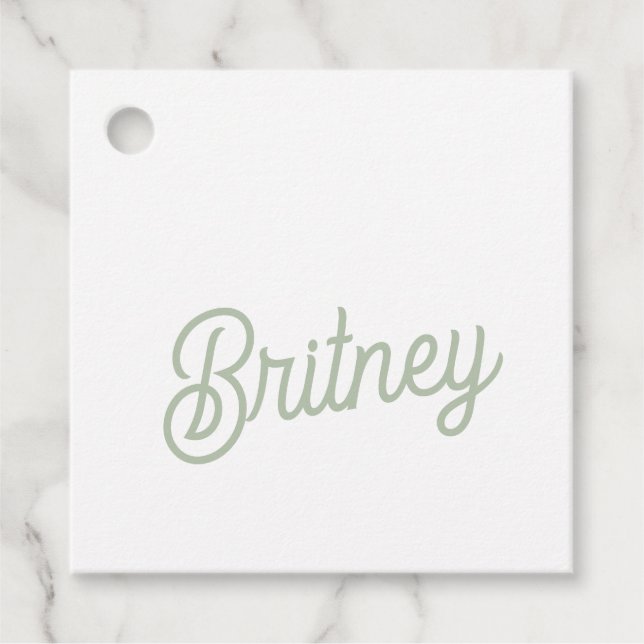 Modern Sage Grönt Personlig Monogram och Namn Gåvor Etiketter (Framsida)