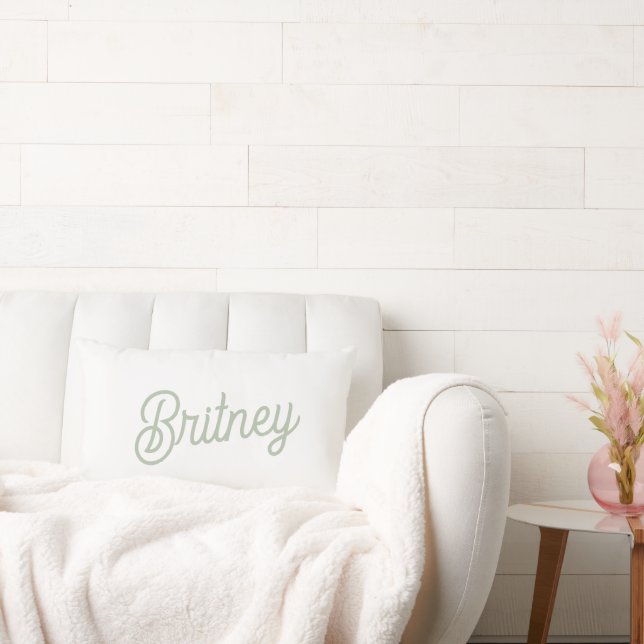 Modern Sage Grönt Personlig Monogram och Namn Lumbarkudde (Soffa)
