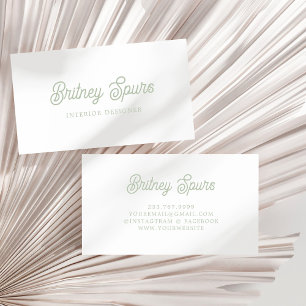 Modern Sage Grönt Personlig Monogram och Namn Visitkort