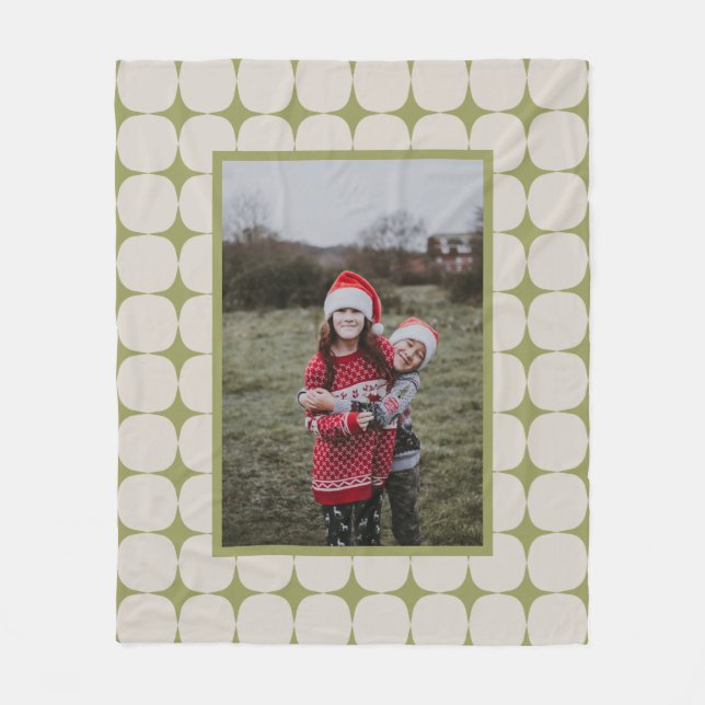 Modern Sage Grönt Photo, enkelt, medelårhundradets Fleecefilt (Framsidan)