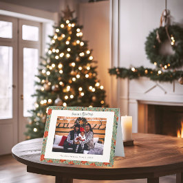 Modern Sage Grönt Poinsettia Photo jul Card Helgkort