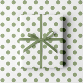 Modern Sage Grönt Polka dots Mönster Presentpapper