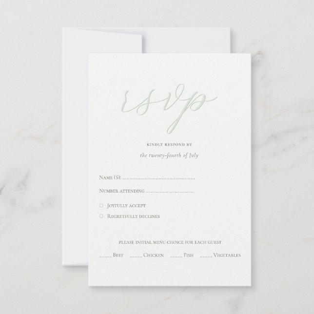 Modern Sage Grönt QR Code Initialer Bröllop OSA Kort (Framsida)