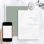 Modern Sage Grönt Script Botanical 60:e födelsedag Inbjudningar<br><div class="desc">Inte ditt vanliga 60-årsfirande! Gör ett intryck på dina gäster med den här moderna grönten med botaniska 60-årsinbjudan. Den bedövande konsten är både känslig och komplicerad, och kombinationen av perfekt och snyggt är elegant som kommer att säkerställa att din speciella dag kommer ut från resten. Och när du anpassar kortet...</div>