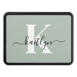 Modern Sage Grönt Script Monogram Dragkroksskydd