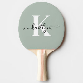 Modern Sage Grönt Script Monogram Pingisracket