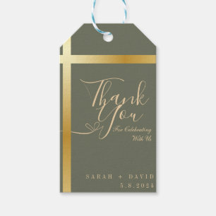 Modern Sage Grönt Tack Calligraphy Bröllop Presentetikett