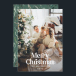 Modern sage grönt vattencolor botanisk typografi julkort<br><div class="desc">Modern fullt utfallsfoto elegant Rustik vattenfärg torkad botanisk blommigt muterade färg helgdag julkort. Sage grönt,  jägare grönt,  svart,  vit och brun modern på trendfärgen.</div>