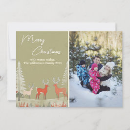 Modern Sage Grönt Watercolor Photo jul Julkort