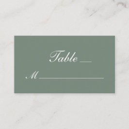 Modern Sage Grönt White Script Bröllop Placeringskort