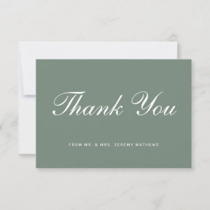 Modern Sage Grönt White Script Bröllop Tack Kort