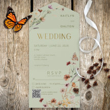 Modern Sage Grönt WildblomBouquet QR-kod