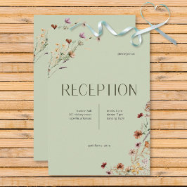 Modern Sage Grönt WildblomBouquet Reception Tilläggskort