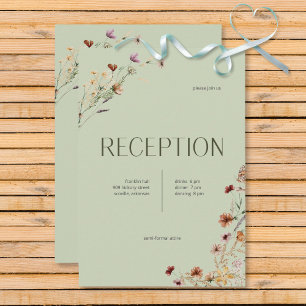 Modern Sage Grönt WildblomBouquet Reception Tilläggskort